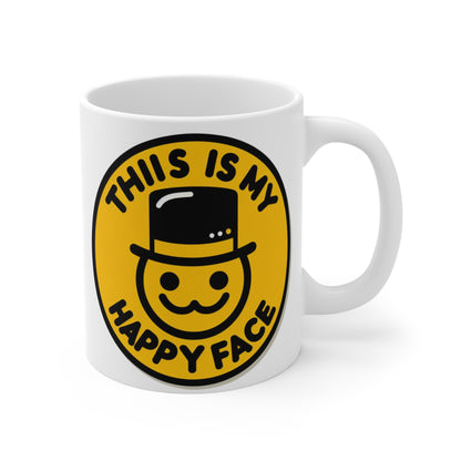 Mug with custom design 11oz, Cup with special phrase (This is my happy face)