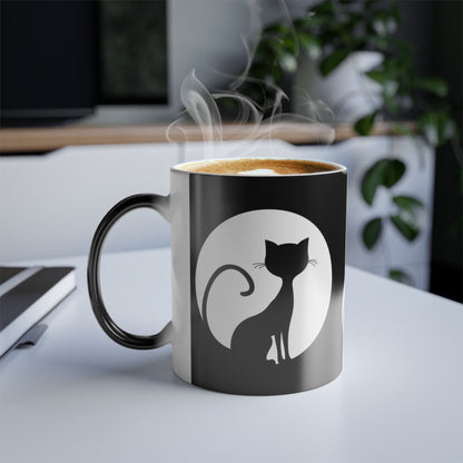 Color morphing ceramic custom Mug 11oz  (Black cat)