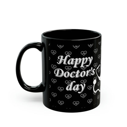 Black ceramic mug with custom design (11oz, 15oz) Happy doctor's Day
