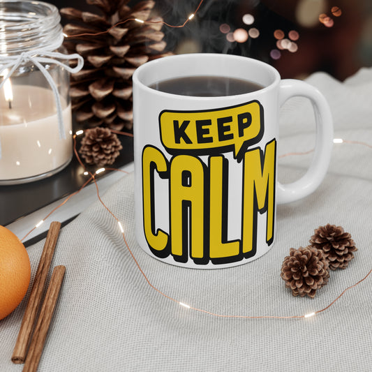 Mug with custom design 11oz, Cup with special phrase (Keep calm)