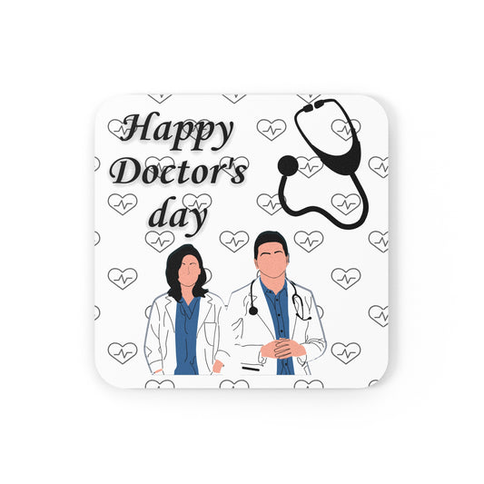 Non-slip premium cork coaster, furniture protection  (Happy doctor's day)