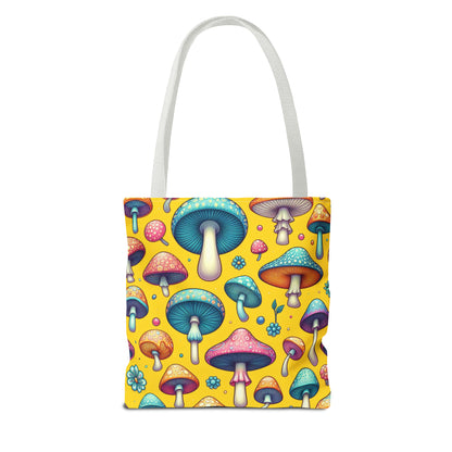 Personalized Tote Bag for daily use (Mushrooms with yellow background)