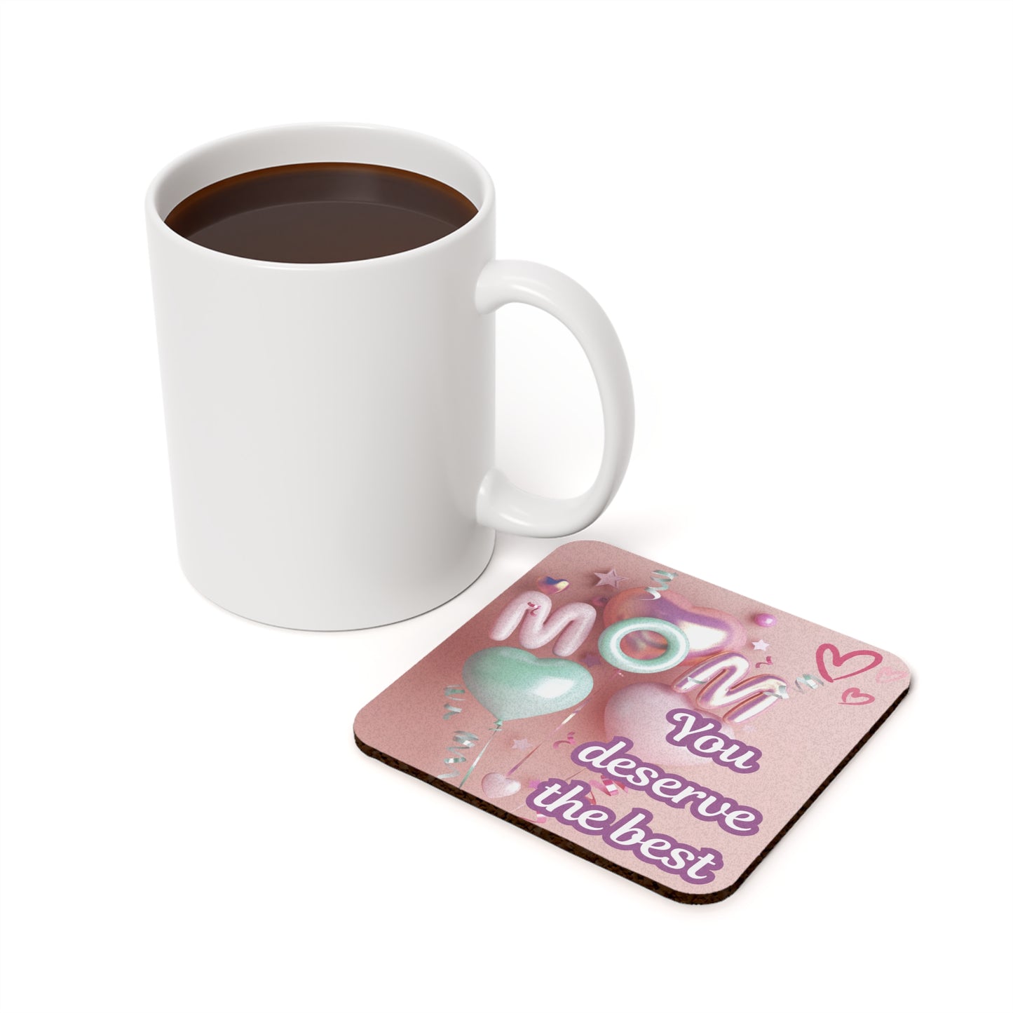 Non-slip premium cork coaster, furniture protection, mama gift, Mother's Day, gifts for mom, heart balloons for mom