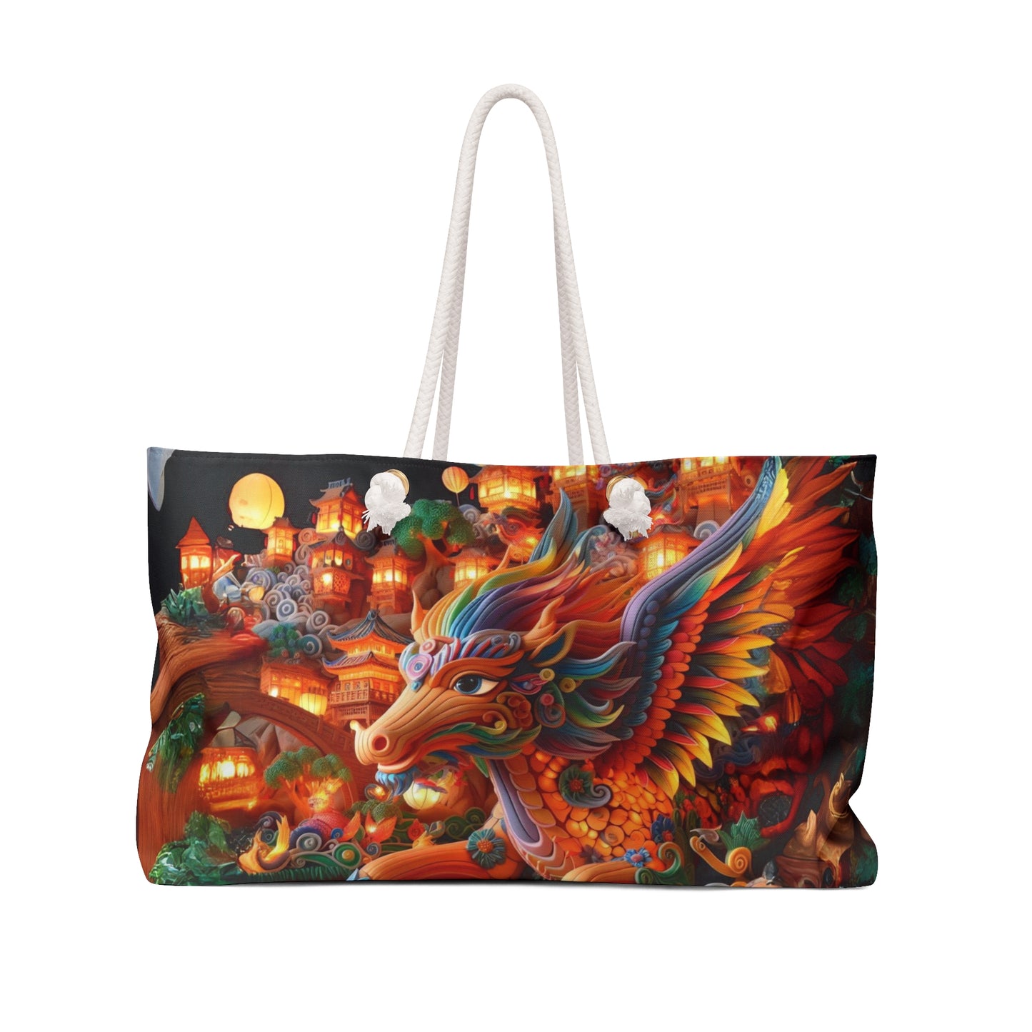 Spacious polyester Weekender Bag (Colorful dragon)