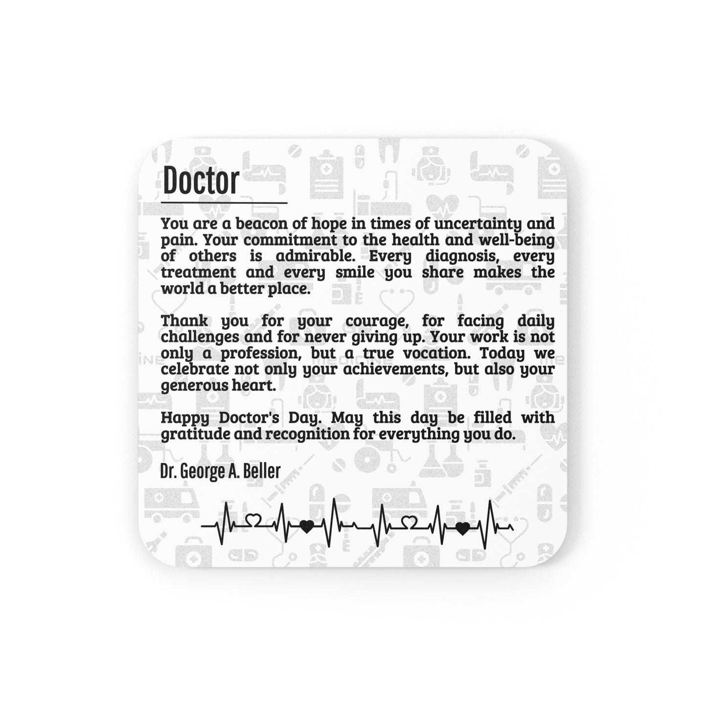 Non-slip premium cork coaster, furniture protection  (Doctor's day, personalized message)