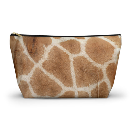 Everyday bag with T-bottom, perfect for accessories, makeup, technology or travel  (Giraffe skin)