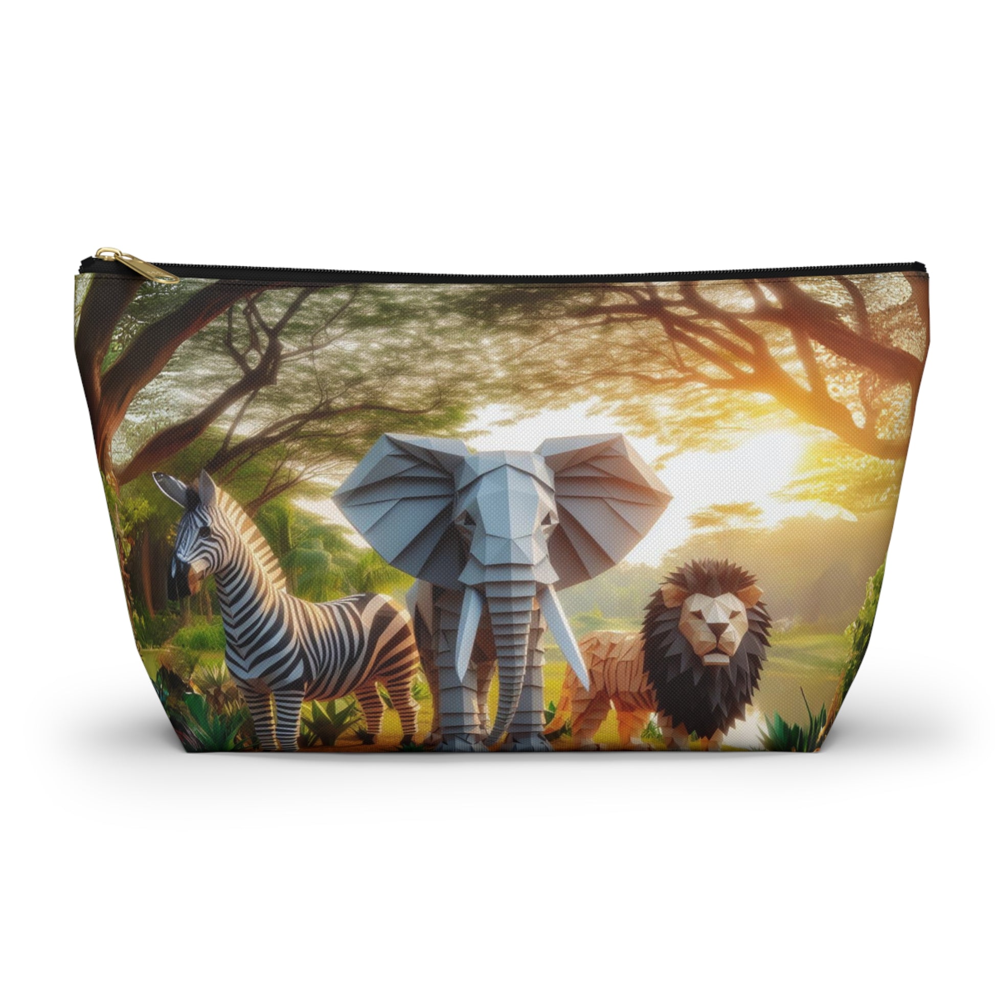 Everyday bag with T-bottom, perfect for accessories, makeup, technology or travel (Magic Jungle)