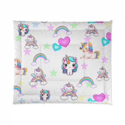 Comforter, quilting, laying, bed quilt (Unicorn)