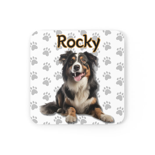 Non-slip premium cork coaster, furniture protection (Rocky dog)