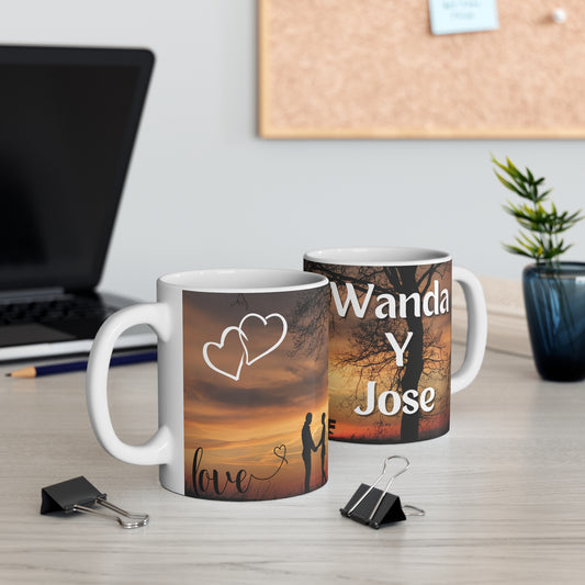 Mug with custom design 11oz, couples Cup (Wanda y Jose )