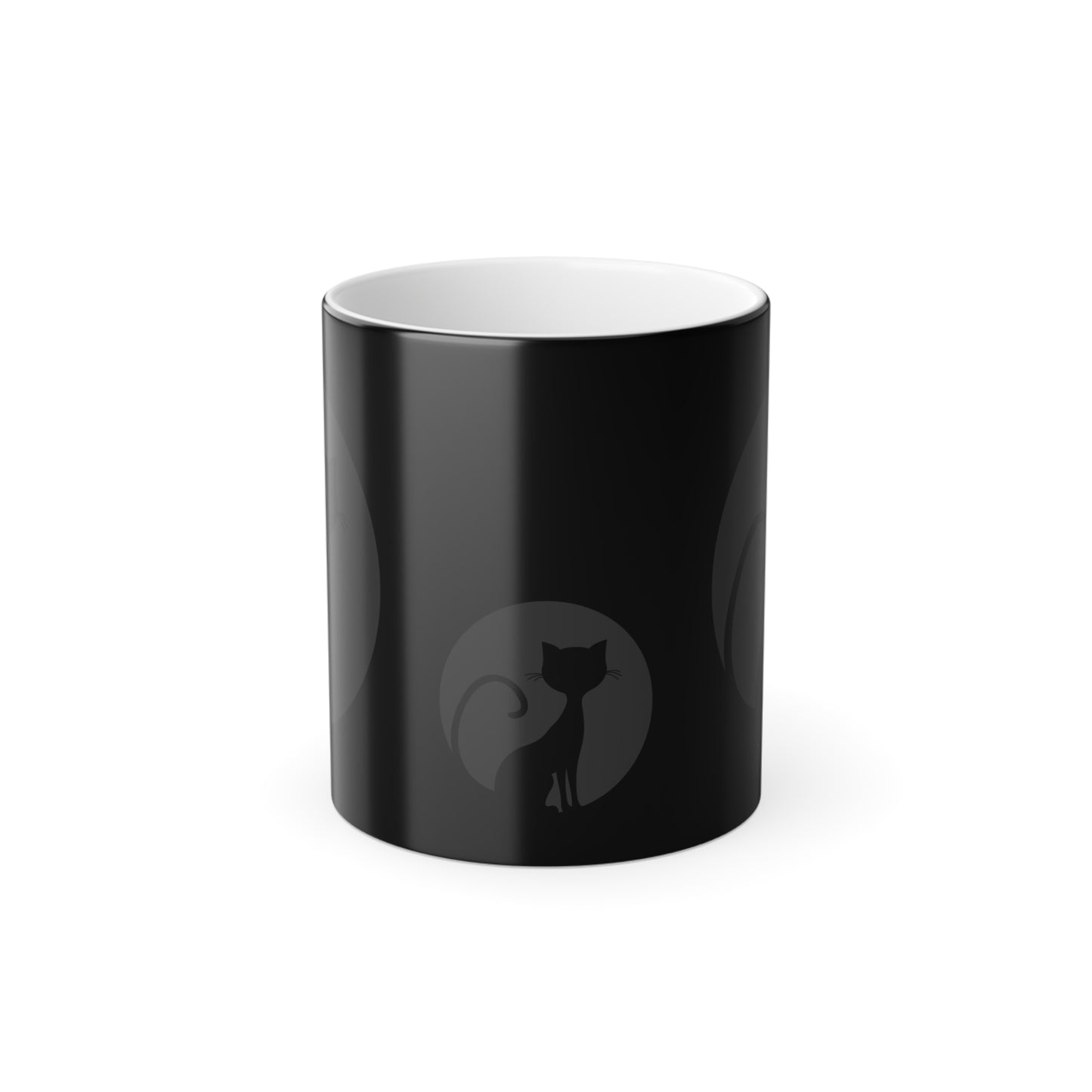Color morphing ceramic custom Mug 11oz  (Black cat)