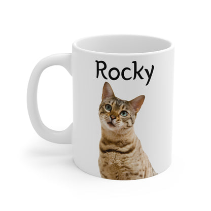 Mug with custom design 11oz, Pet Cup, custom gift with your pet (Rocky cat)
