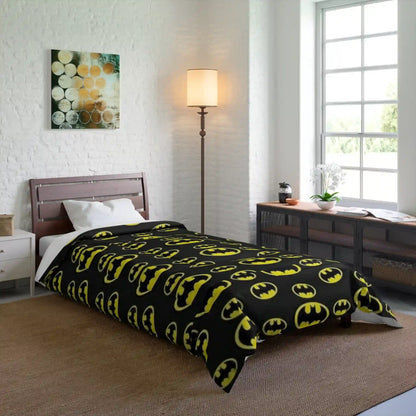 Comforter, quilting, laying, bed quilt (Batman)