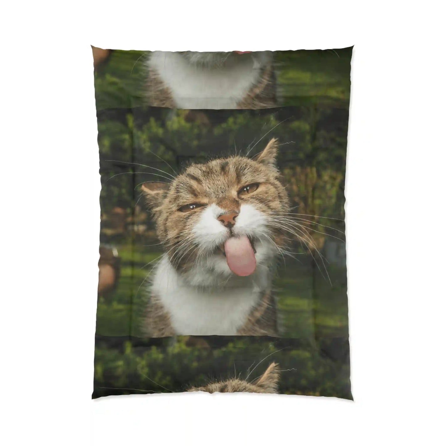 Comforter, quilting, laying, bed quilt  (Cat)