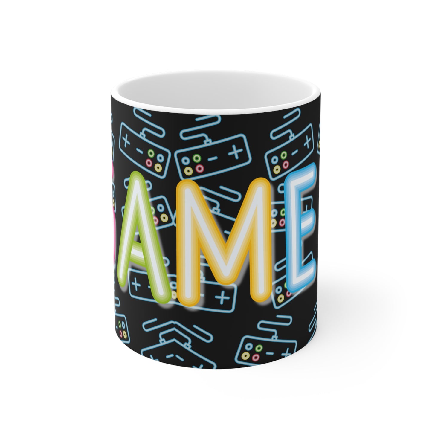 Mug with custom design 11oz, Cup for video game lovers, gamer Mug, gaming mug (Neon gamer)
