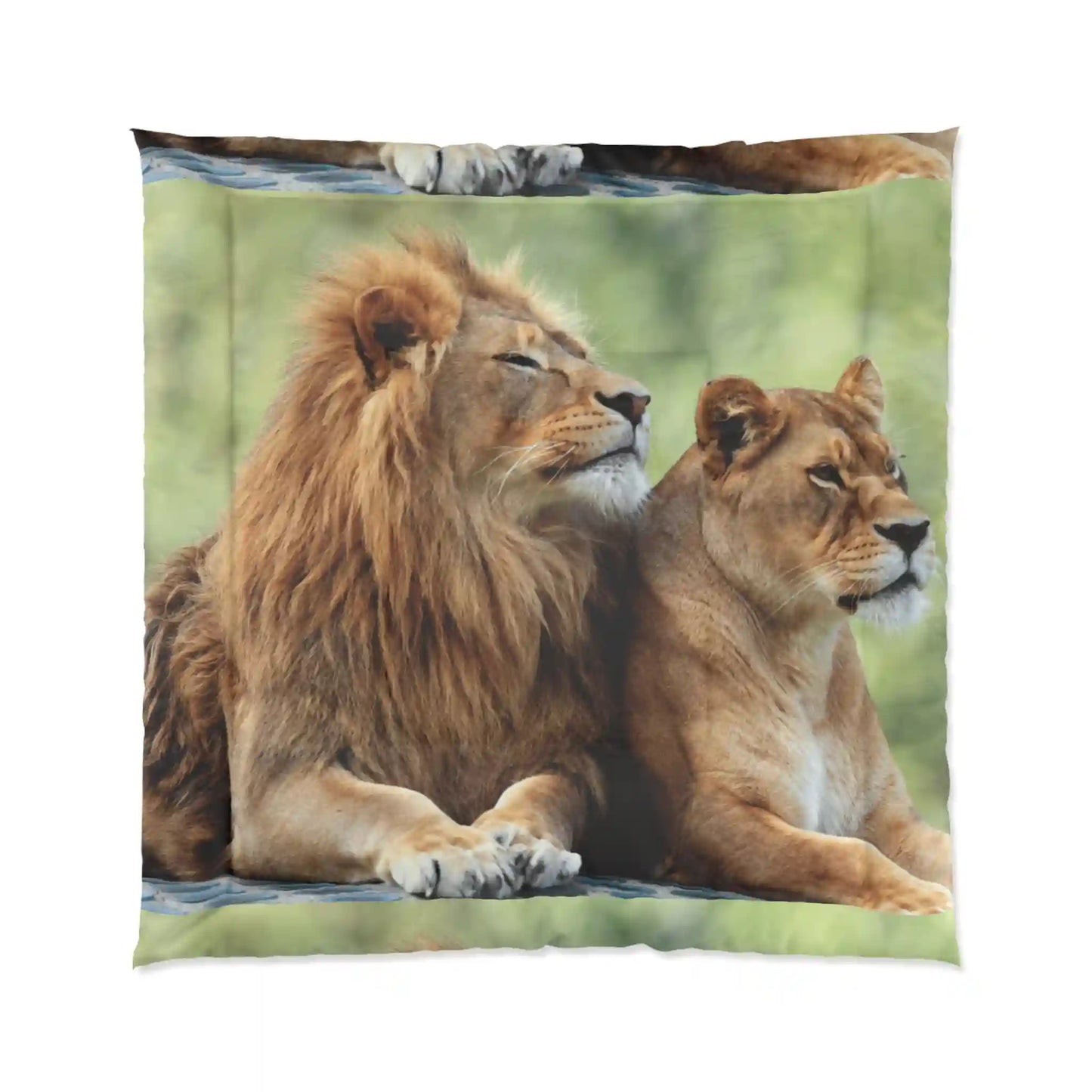 Comforter, quilting, laying, bed quilt (Lions)