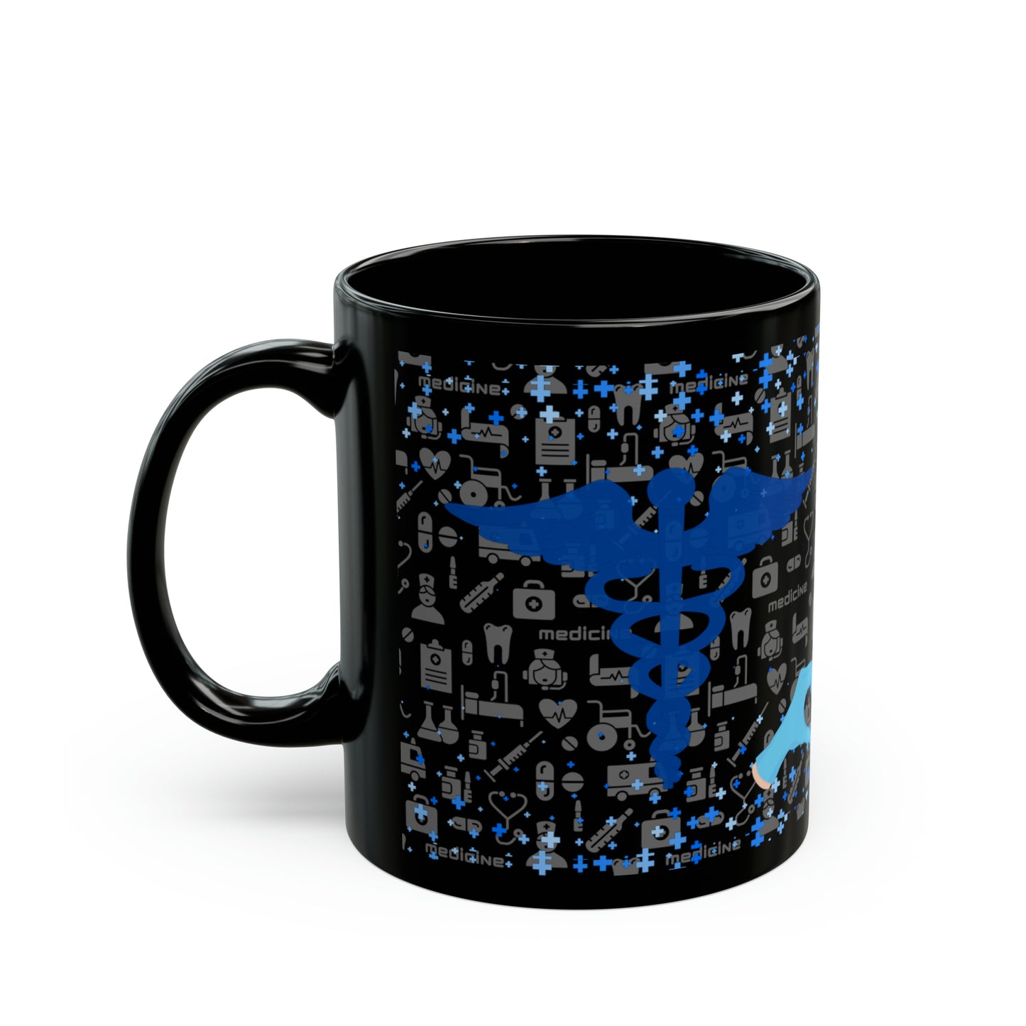 Black ceramic mug with custom design (11oz, 15oz) Happy doctor's Day