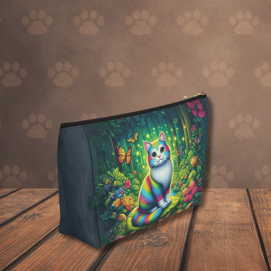 Everyday bag with T-bottom, perfect for accessories, makeup, technology or travel (Colorful cat)