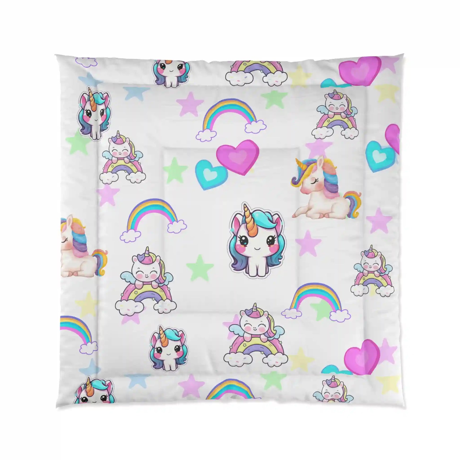 Comforter, quilting, laying, bed quilt (Unicorn)