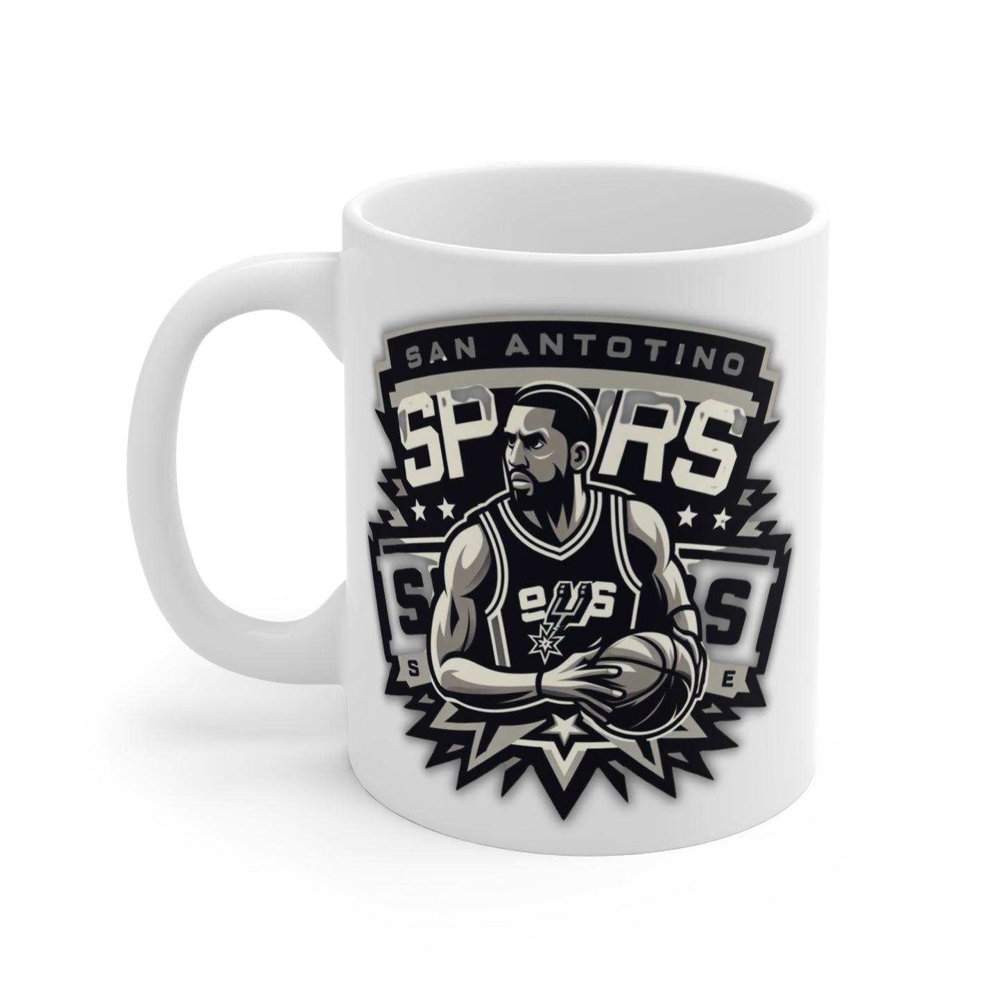 Mug with custom design 11oz, basketball lovers Cup (San Antonio Spurs, NBA basketball team)