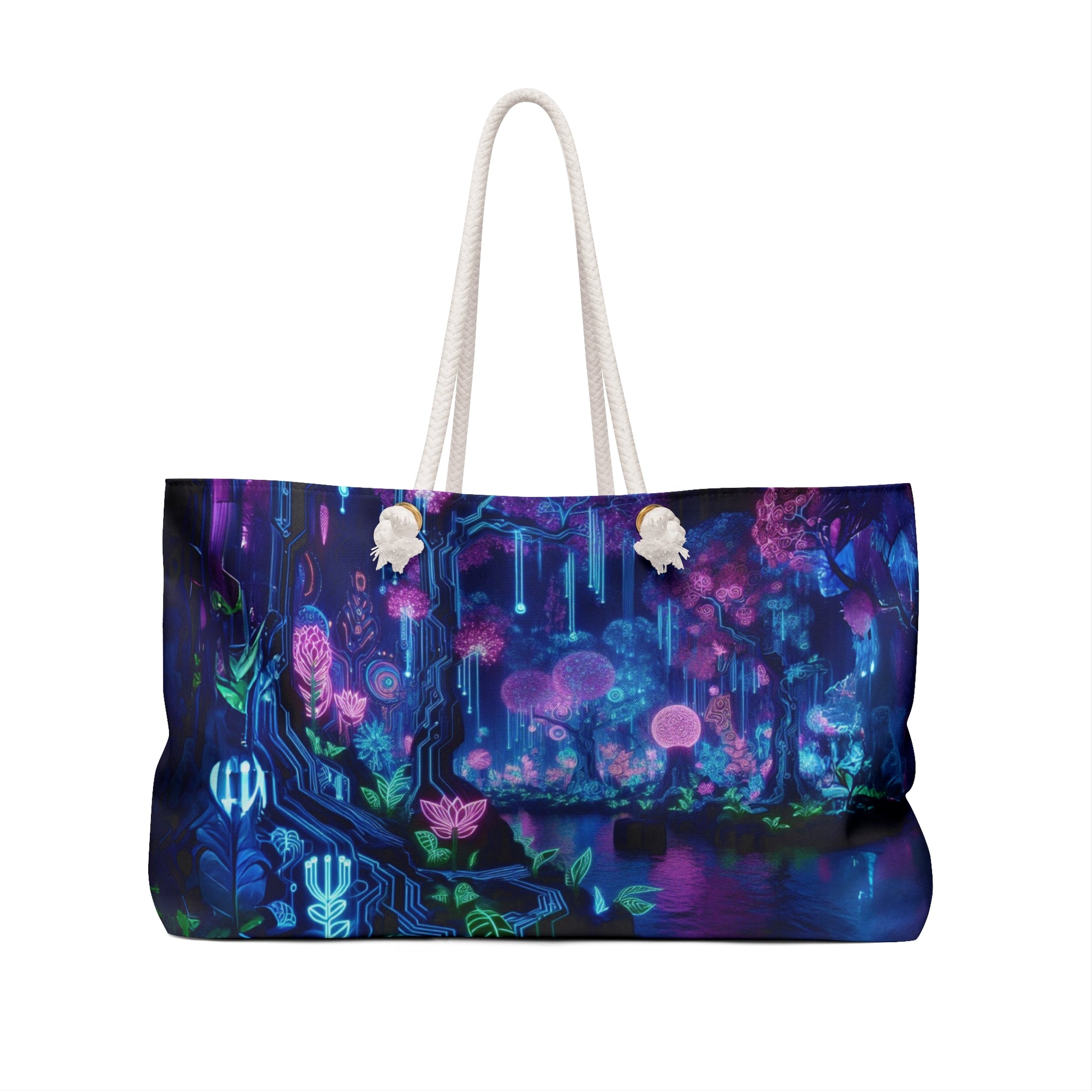 Spacious polyester Weekender Bag (Neon-lit jungle)