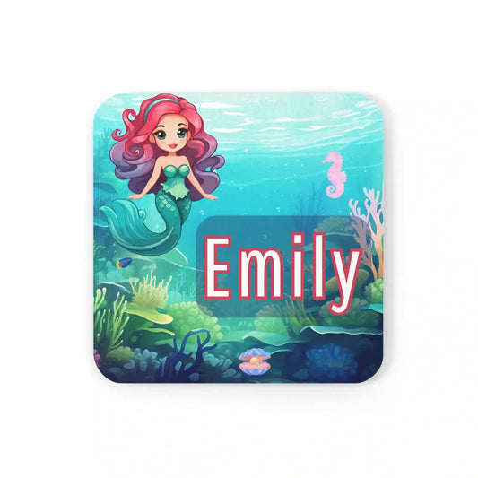 Non-slip premium cork coaster, furniture protection (Emily - The little Mermaid)