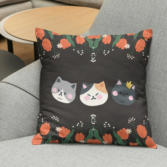 Modern and personalized cushion to decorate any space (Custom Cats-Flowers design)