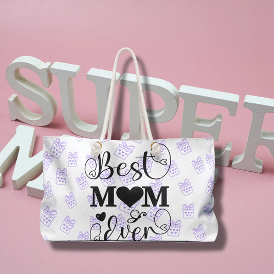 Personalized spacious Weekender Bag, Mother's Day, flower designs, Gifts for mom's day, custom mama bag (best mom ever)