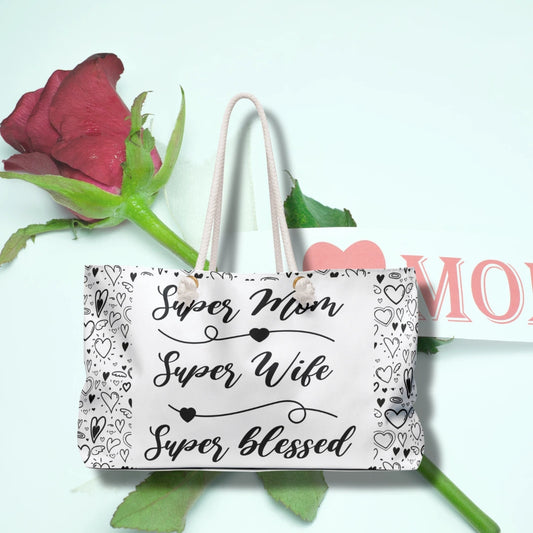 Personalized spacious Weekender Bag, Mother's Day, flower designs, Gifts for mom's day, custom mama bag (super mom)