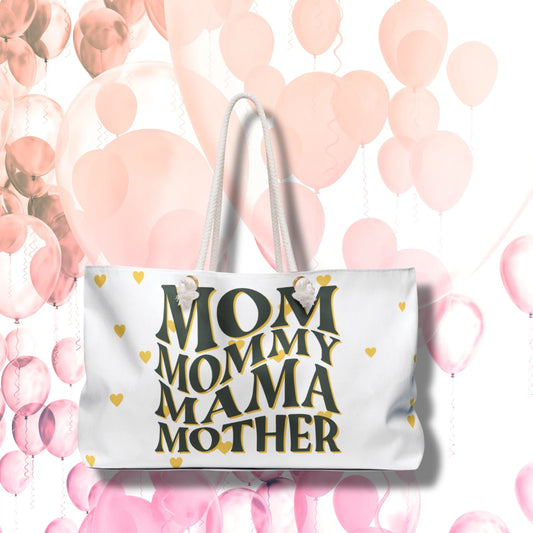 Personalized spacious Weekender Bag, Mother's Day, flower designs, Gifts for mom's day, custom mama bag (mom mommy)