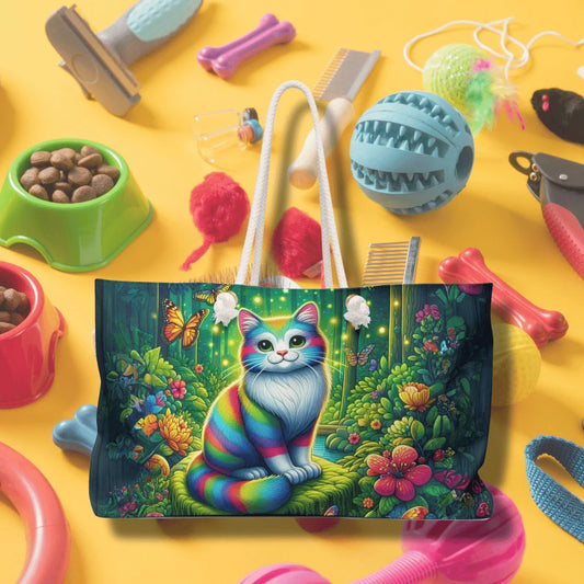 Spacious polyester Weekender Bag (Colorful cat)