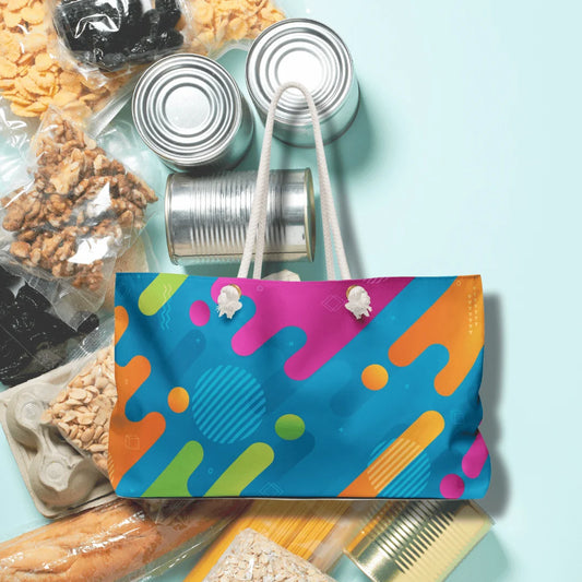 Spacious polyester Weekender Bag (Custom Colored lines design)