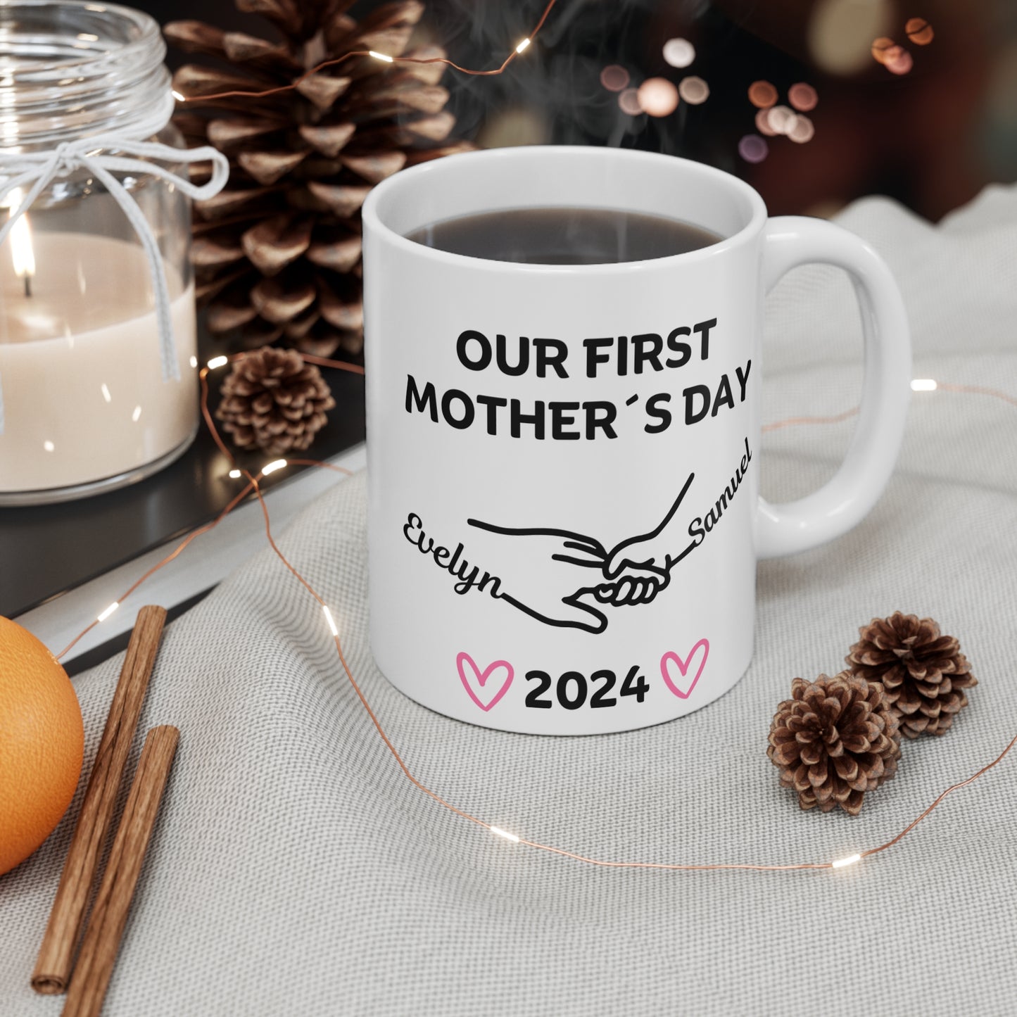 Mug with custom design 11oz, gifts for mom, personalized Cup for mom, mama gifts (our first mother´s day)